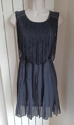 £0.99 • Buy Ladies Lovely Black Tassle Dress Size M Approx Size 10