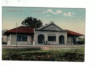 1908  Color Postcard Columbus WI C. M. & St. P. R. R. Depot • $18