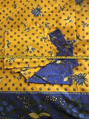 £25 • Buy 100% Cotton French Tablecloth With 6 Matching Napkins, Lemon And Blue.
