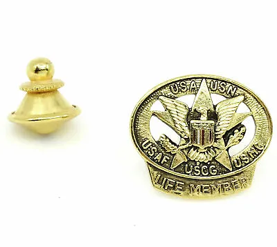 Military Tie Tack Lapel Pin Life Member USN USAF USCG USMC • $12.50