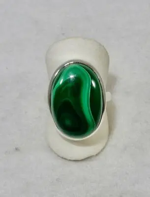 Malachite Oval Ring 925 Sterling Silver Size 9.5 For Health Vitality Balance • $61.95