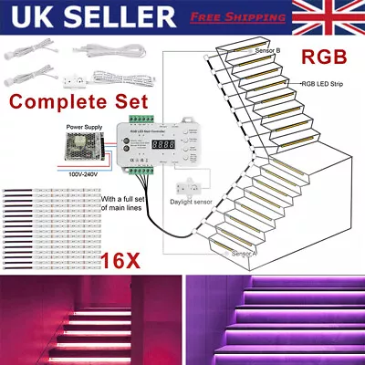 RGB LED Stair Lighting Controller Full Kit Daylight/Motion Sensor Main Wiring • £136.25