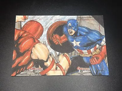 Marvel Greatest Battles Sketch Cards Mark Marvida Captain America Vs Juggernaut • $150