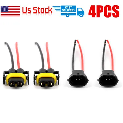 4x Wire Pigtail Male H11 Two Harness Head Light Low Beam Bulbs Connector Repair • $6.99