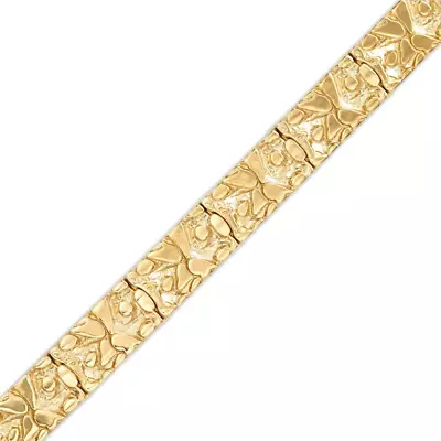 Men's 9.0mm Wide Design Nugget Pattern Link Bracelet 10K Yellow Gold Over- 8.5  • $364.99