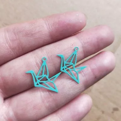 Paper Crane Charm Metal Filigree Earring Findings Jewelry Making Accessory 100pc • $25.62