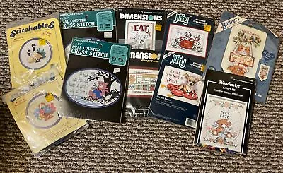 Lot Of 10 (Mostly) Vintage Counted Cross Stitch Kits~Dimensions Jiffy & More~NOS • $19.99