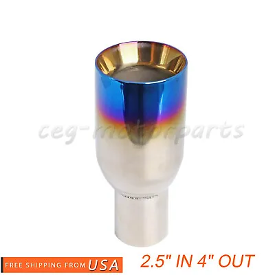 Blue Burnt Exhaust Duo Layer Straight Tip Polished Stainless 2.5 In 4 Out • $16.99