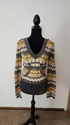 Ed Hardy Long Sleeve Sweater Dress W/Hood Yellow Green And White Women's S • $32