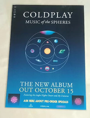 COLDPLAY - MUSIC OF THE SPHERES - Music Shop Promo - Laminated Promo Poster   • $15.95