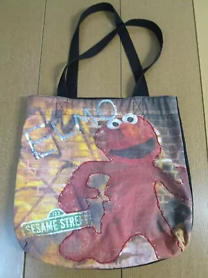 VINTAGE Elmo Sesame Street Tote Bag Red Sequenced Beaded Canvas Shopper Crafts • $29