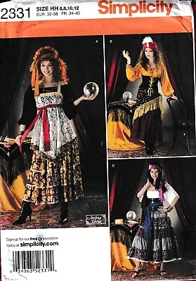 Gypsy Costume Tier Skirt Corset Top Turban Shawl Size 6-12 Sewing Pattern • £6.99