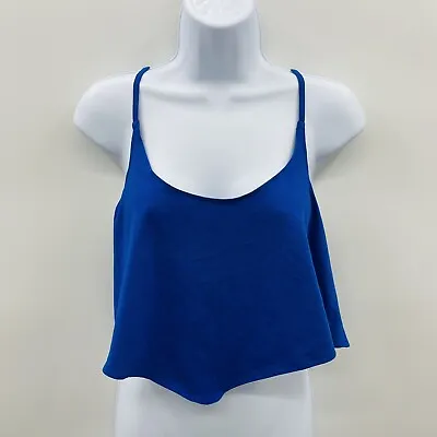 Victorias Secret Womens Size Medium Crossover Back Cropped Tank Top In Blue 1185 • $26.99