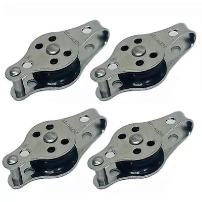 4Pc Stainless Steel T304 1/4  Pulley Block Nylon Sheave Wire Rope Pulley Becket  • $25.99
