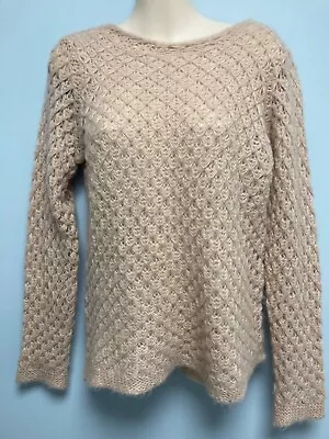 Anthropologie Elsamanda Beige Open Knit Soft Sweater S Italy • $9.99