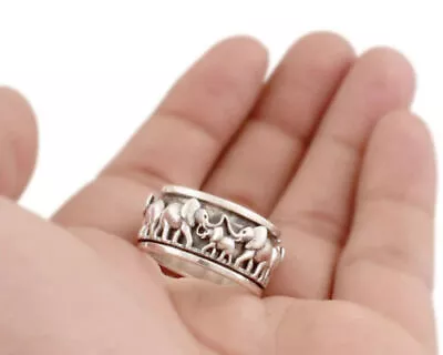 Elephant Ring 925 Sterling Silver Spinner Ring Meditation Band Ring Women Jewels • $18.03