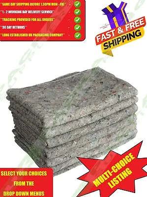 LARGE STRONG WOOLEN FABRIC REMOVAL MOVING BLANKETS 1.5m X 2.5m WRAPPING SHEETS • £24.88