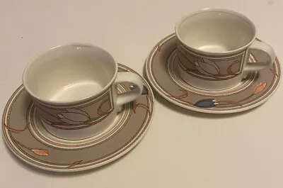  Mikasa Intaglio Cup & Saucer Set Of Two MEADOW SUN #CAC02 Pastel Tulips  • $19