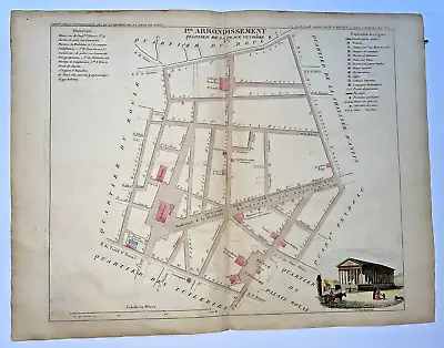 Paris Place Vendome Madeleine France 1834 Laguillermie/ Cassini Antique Map • $150