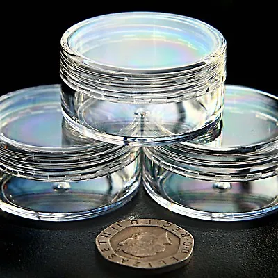 500 X 10ml CLEAR PLASTIC SAMPLE JARS/POTS **BEST QUALITY**  Glitter/Cream Jfc500 • £92.78