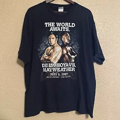 Vintage 2007 Floyd Mayweather VS Oscar De La Hoya Boxing Tee Black Shirt Size XL • $44.99