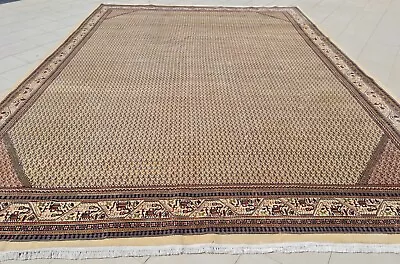 Authentic Hand Knotted Vintage Badam Gul Mir Wool Area Rug 13 X 10 Ft (48 SU) • $550