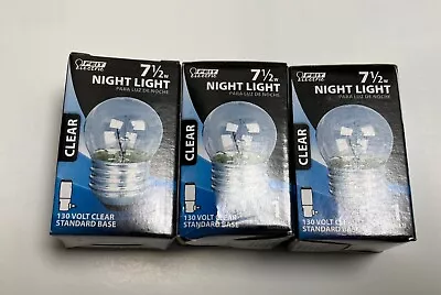 Lot 3 Bulb Feit Electric 71/2S-130  7.50W 130V Night Light Clear Standard Base • $16.99