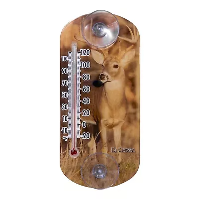 204-1520C La Crosse 8  Indoor/Outdoor Clear Window Thermometer - Deer • $9.95