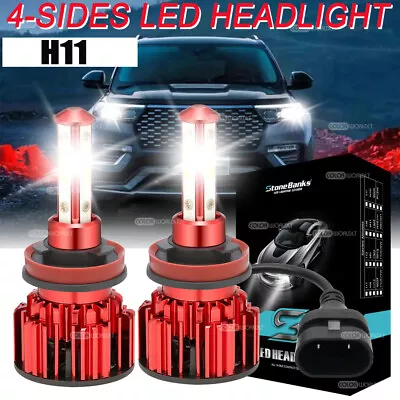 4-Sides H11 LED Headlight Kit Low Beam Bulb Super Bright 6500K White 1000000LM • $10.99