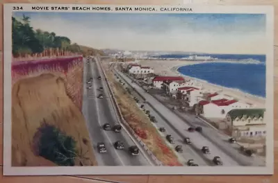 Postcard Santa Monica California Movie Stars Homes Ocean Beach Side Highway • $4.40