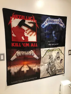 METALLICA Collage Album Cover Flag Fabric Wall Tapestry 4x4 Feet Banner • $28.95