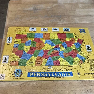 Vtg PENNSYLVANIA Puzzlin' State Jigsaw Puzzle Map Austin-Peirce 1987 NEW Sealed • $29.99