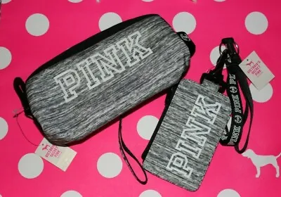 Victoria's Secret PINK Marl Grey/White Logo Lanyard/ID Wallet/Pencil Makeup Case • $29.90