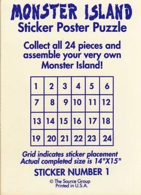 Monster In My Pocket 1991 Partial Island Sticker Puzzle Card Set 20/24 Sf • $13.50