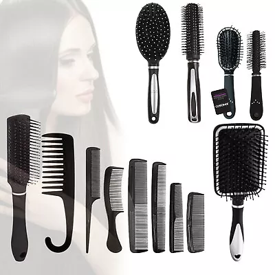  Salon Comb Hairdressing Shower Paddle Vent Detangler Hair Brush Combs Set • £3.99