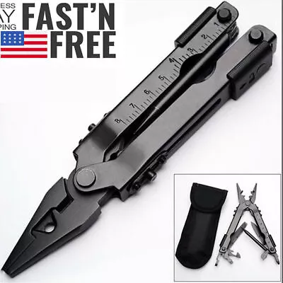 13 In1 Outdoor Survival Multi Tool Plier Compact Pocket Stainless Steel Plier • $13.28