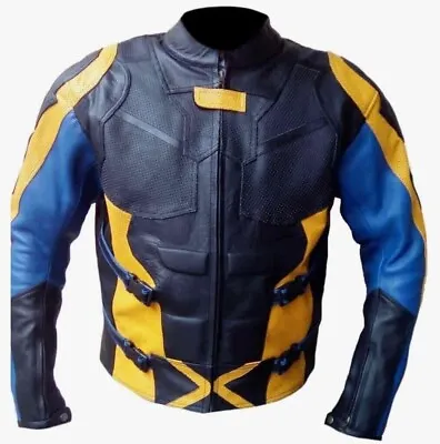 X Men Racing Motorbike Leather Jacket In Cowhide / 5 Ce Approved Protections • $168.11