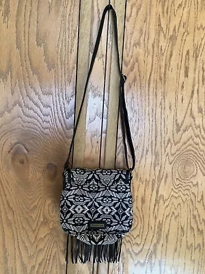 Madden Girl Black And White Fringed Crossbody Shoulder Bag Purse • $5