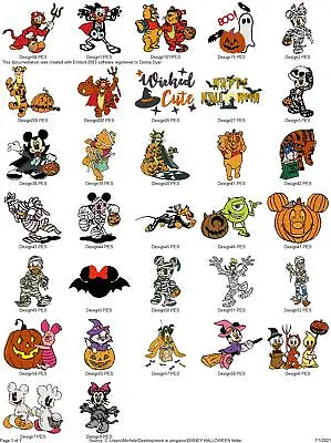 32  Cartoon Mickey Mouse Winnie Pooh Halloween Embroidery Machine Designs Usb • $10.95