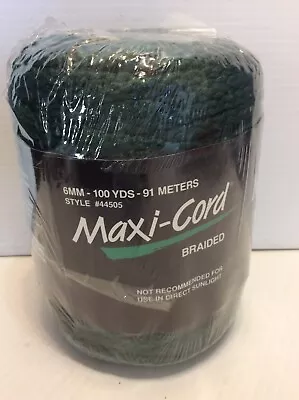 MAXI CORD BRAIDED POLYPROPYLENE Macrame Rope 6mm 100 Yds Green Yarn #44505 • $7.99