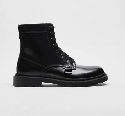 Zara Laced Boots Black For Men (New With Tag) Size 10 • $45.99