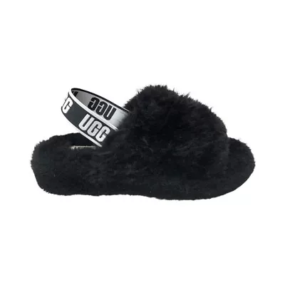 UGG Women's Fluff Yeah Slide Feather Slippers Black 1120908 • $59.99