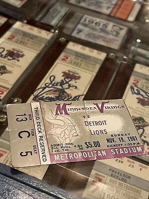 Minnesota Vikings 1961 Ticket Stub Detroit Lions  • $75