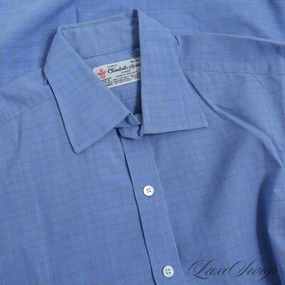£8.23 • Buy Turnbull & Asser Made In England Sky Blue Glen Plaid Check French Cuff Shirt 16