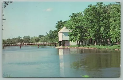 Mayville Wisconsin~Horicon Marsh~Park Pavilion & Footbridge On Rock River~c1950 • $9