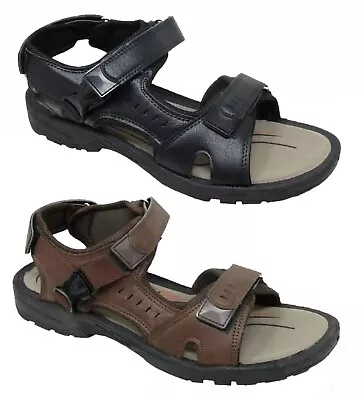 Mens Black Walking Hiking Trekking Summer Holiday Beach Sandals Shoes Sizes 6-11 • £14.85