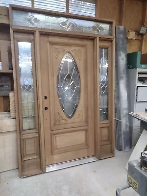 Prehung Solid Oval Mahogany Entry Door With Sidelights And Transom 94¾ ×64½  • $4500