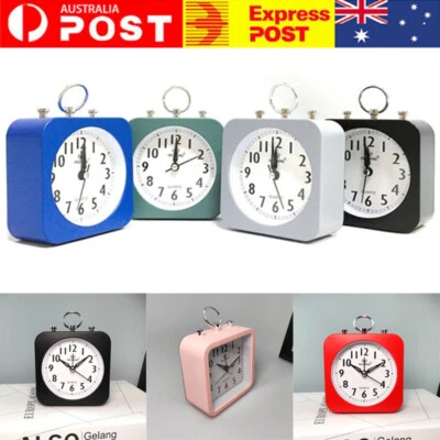 $15.29 • Buy Silent Analogue Alarm Clock Square Quartz Movement Bedside Analog Dial Desk