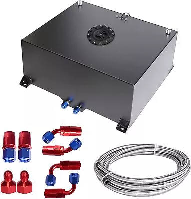 20 Gallon Aluminum Fuel Cell Gas Tank+ Cap+ Level Sender+ Nylon Fuel Line Kits • $186.25