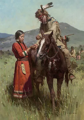 Z.S LIANG    Sharing The Harvest   LE Giclee Canvas ART Native Horseback Warrior • $521.25